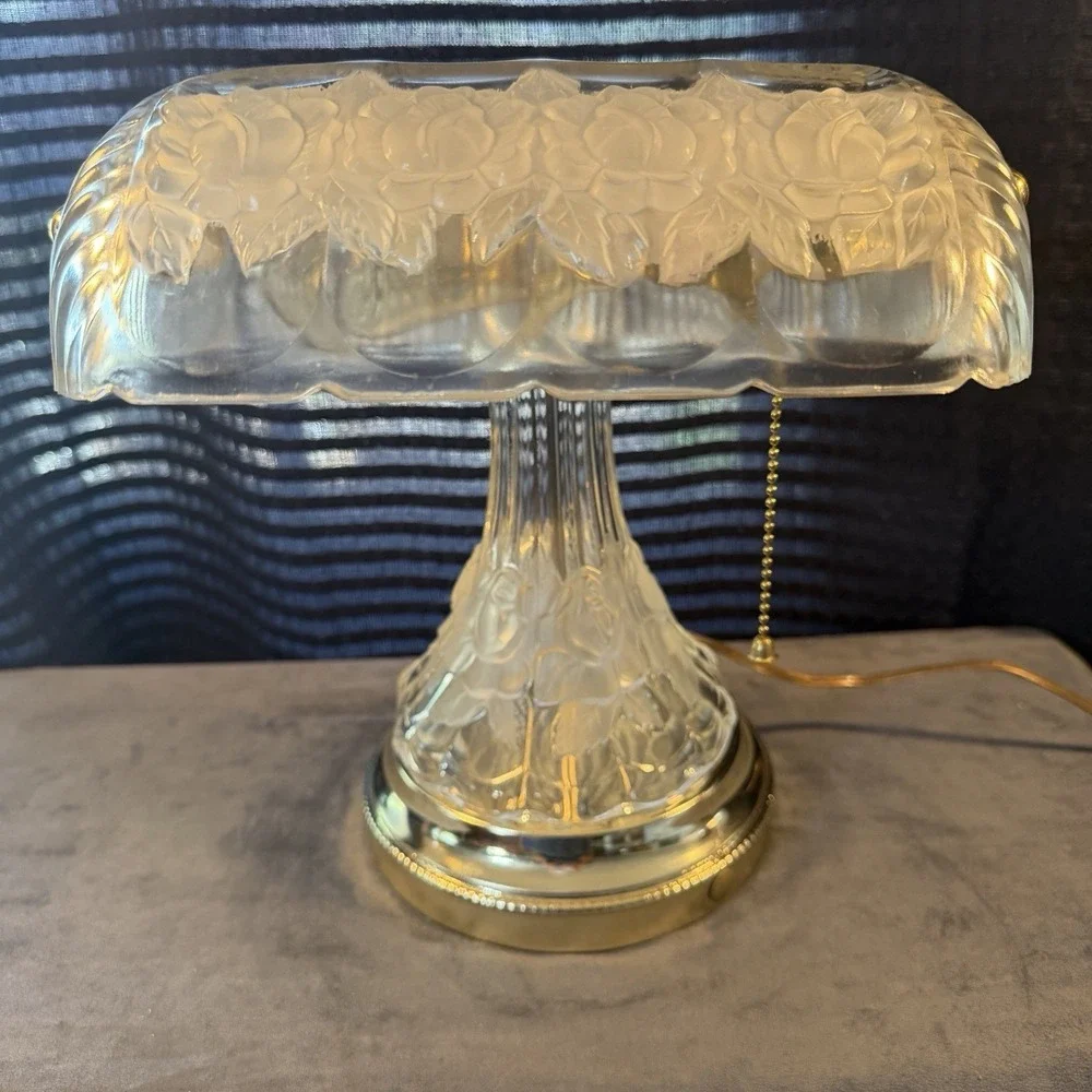 Anne Hutte Bleikristall Lead Crystal Bankers Desk Lamp - Working Rare Vintage
